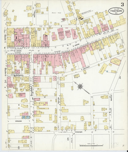 Sanborn Fire Insurance Map from Frostburg, Allegany County, Maryland (1910), Sheet #0003 - Complete Map Set gallery image, historic Sanborn map, vintage wall art, Maryland Maryland