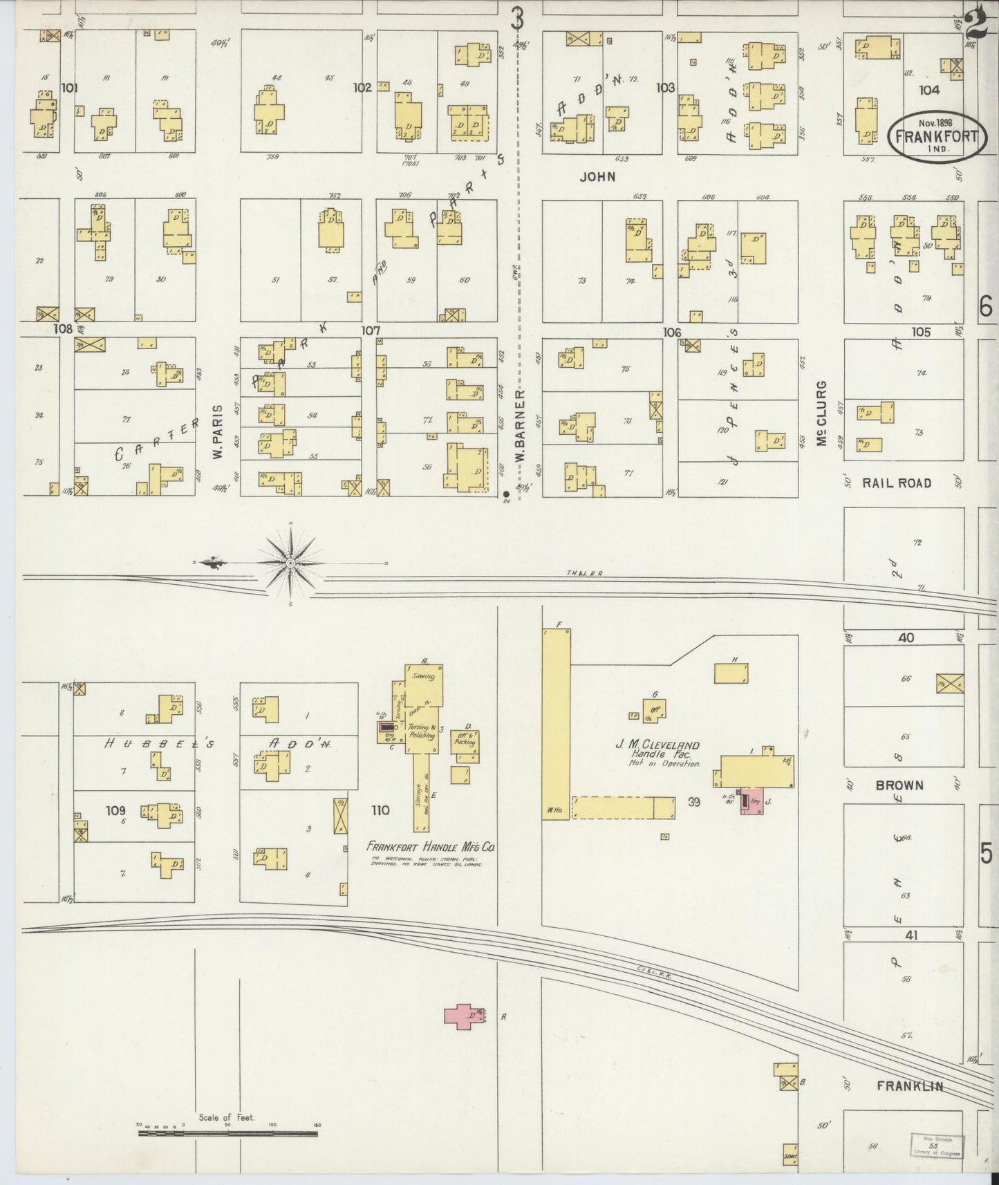 Sanborn Fire Insurance Map from Frankfort, Clinton County, Indiana (1898), Sheet #0002 - Complete Map Set gallery image, historic Sanborn map, vintage wall art, Indiana Indiana