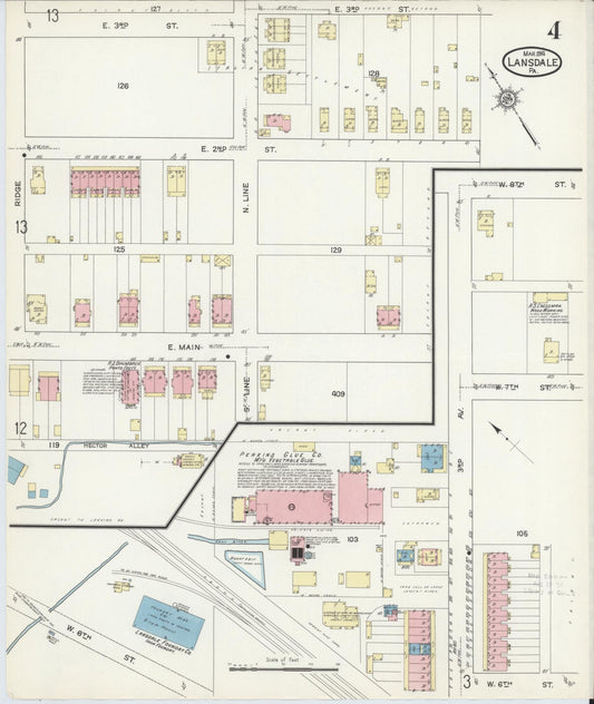 Sanborn Fire Insurance Map from Lansdale, Montgomery County, Pennsylvania (1914), Sheet #0004 - Historic Sanborn Fire Insurance Map Print, vintage old map wall art, antique decor, genealogy gift, Pennsylvania Pennsylvania map