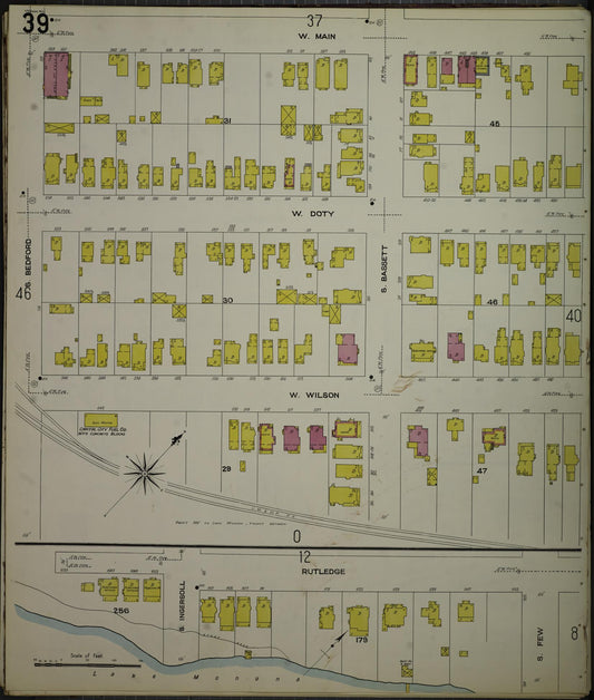 Sanborn Fire Insurance Map from Madison, Dane County, Wisconsin (1908), Sheet #0039 - Historic Sanborn Fire Insurance Map Print, vintage old map wall art, antique decor, genealogy gift, Wisconsin Wisconsin map