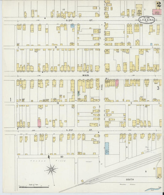 Sanborn Fire Insurance Map from Lykens, Dauphin County, Pennsylvania (1896), Sheet #0002 - Historic Sanborn Fire Insurance Map Print, vintage old map wall art, antique decor, genealogy gift, Pennsylvania Pennsylvania map