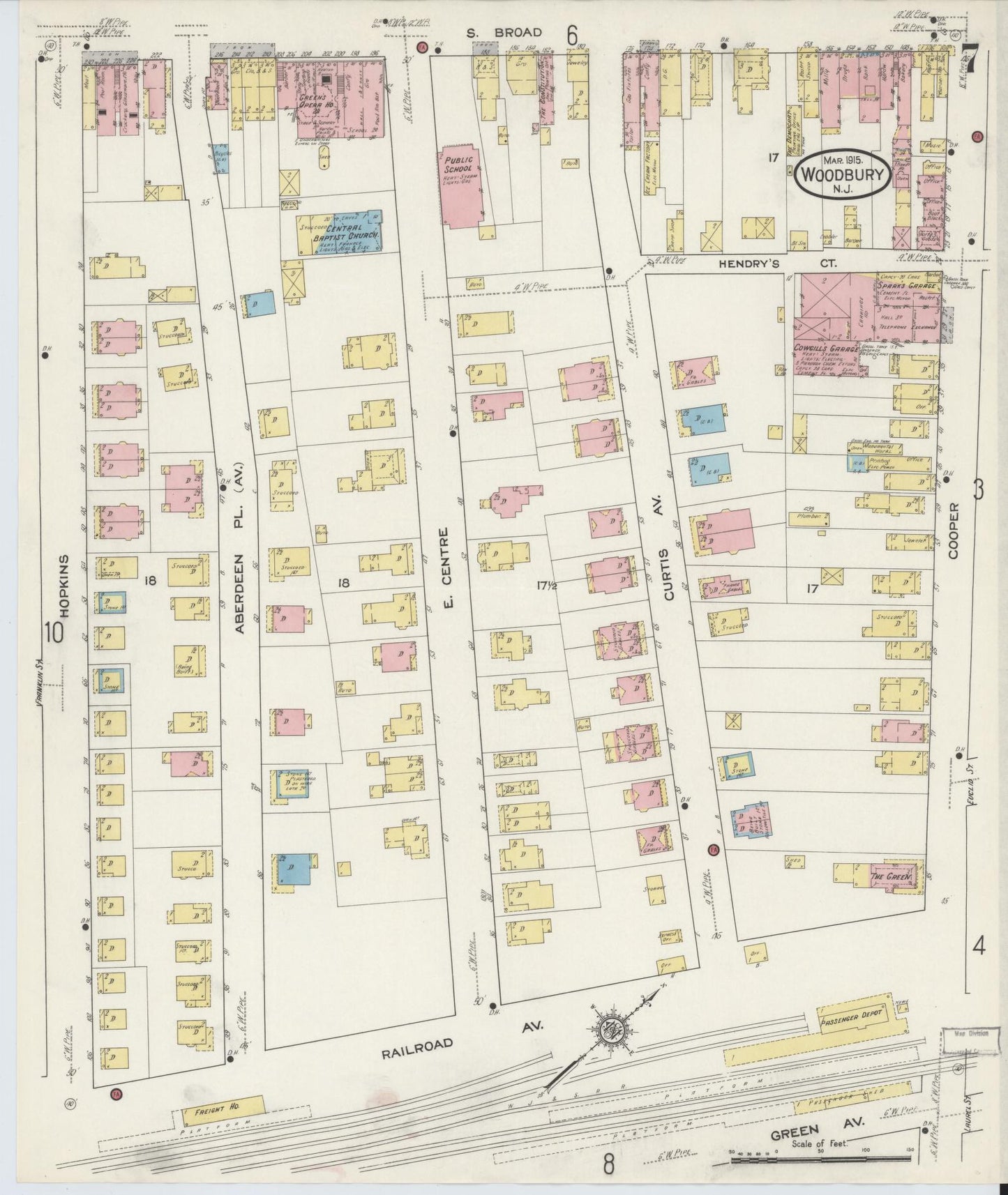 Sanborn Fire Insurance Map from Woodbury, Gloucester County, New Jersey (1915), Sheet #0007 - Complete Map Set gallery image, historic Sanborn map, vintage wall art, New Jersey New Jersey