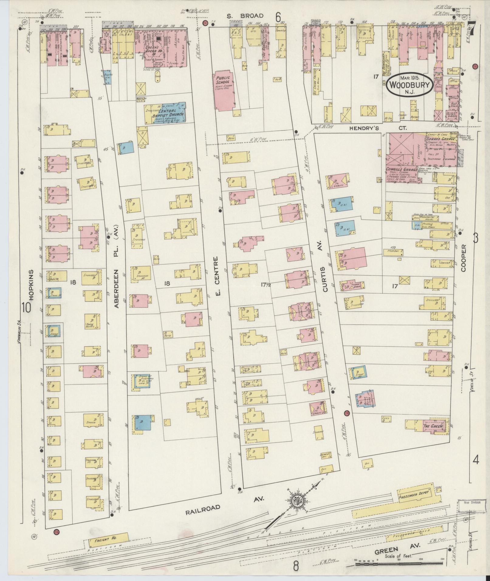 Sanborn Fire Insurance Map from Woodbury, Gloucester County, New Jersey (1915), Sheet #0007 - Complete Map Set gallery image, historic Sanborn map, vintage wall art, New Jersey New Jersey