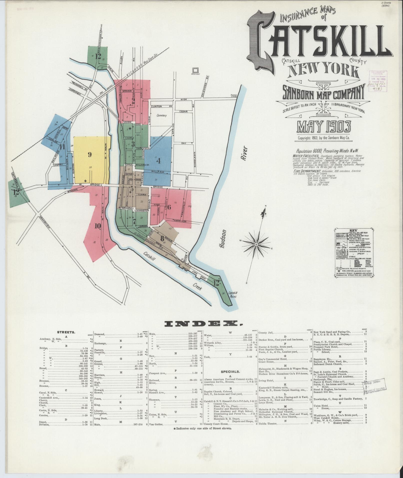 Sanborn Fire Insurance Map from Catskill, Greene County, New York. (1903) – Historic Sanborn Fire Insurance Map Print