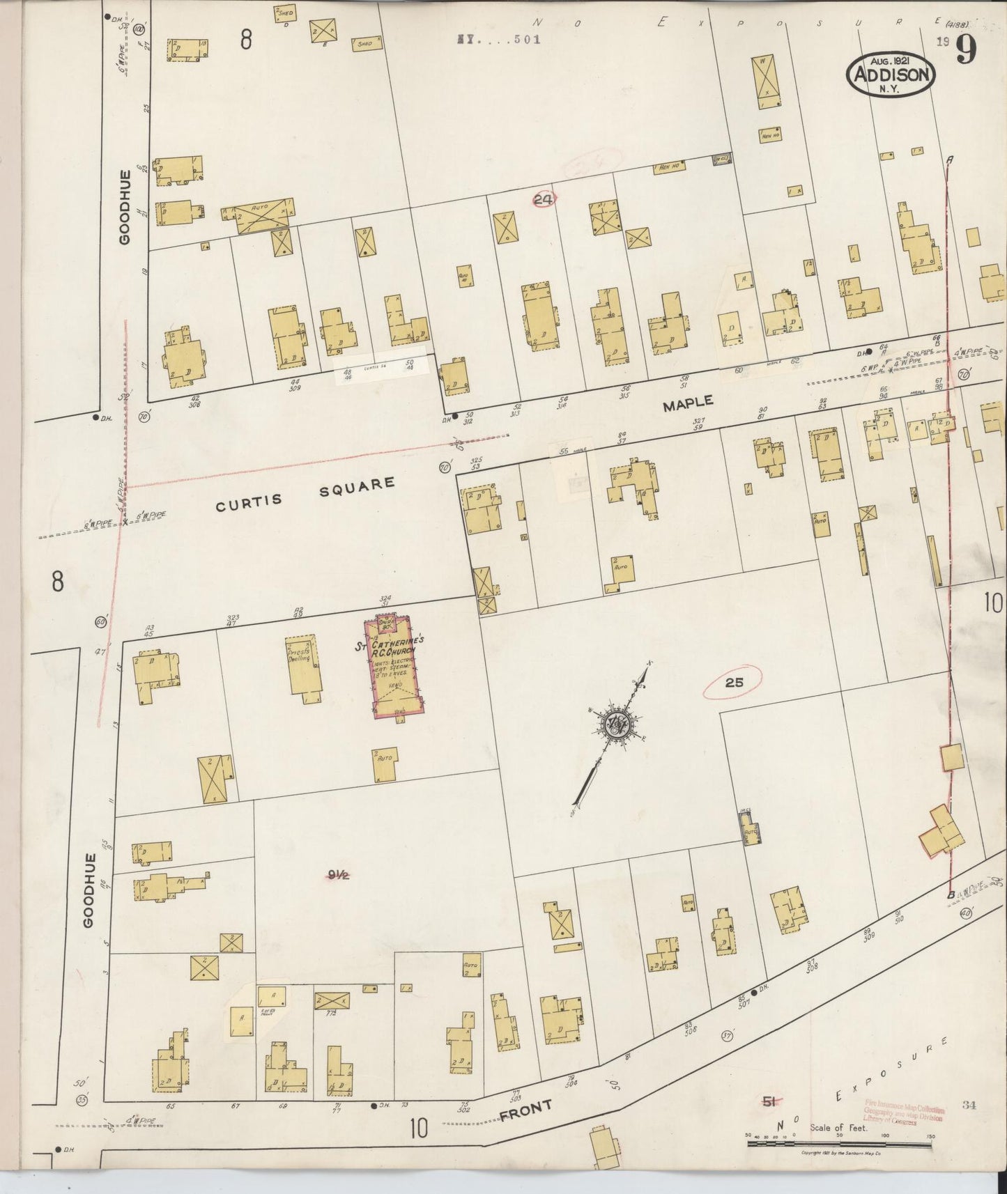 Sanborn Fire Insurance Map from Addison, Steuben County, New York (1945), Sheet #0009 - Complete Map Set gallery image, historic Sanborn map, vintage wall art, New York New York