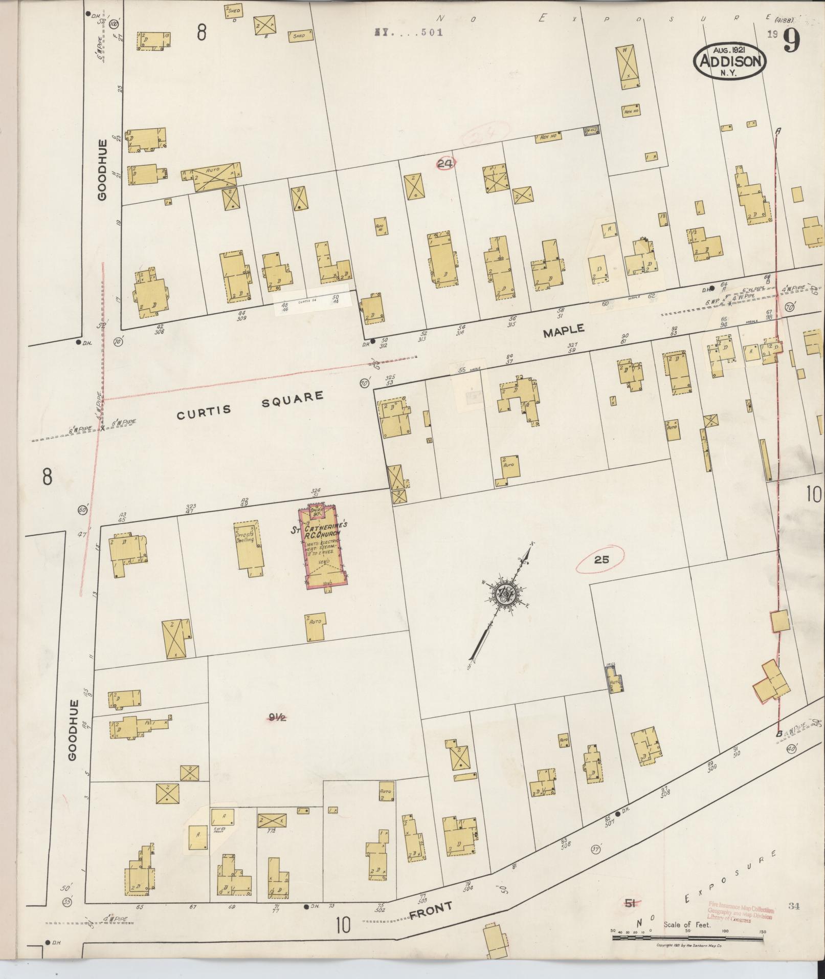 Sanborn Fire Insurance Map from Addison, Steuben County, New York (1945), Sheet #0009 - Complete Map Set gallery image, historic Sanborn map, vintage wall art, New York New York