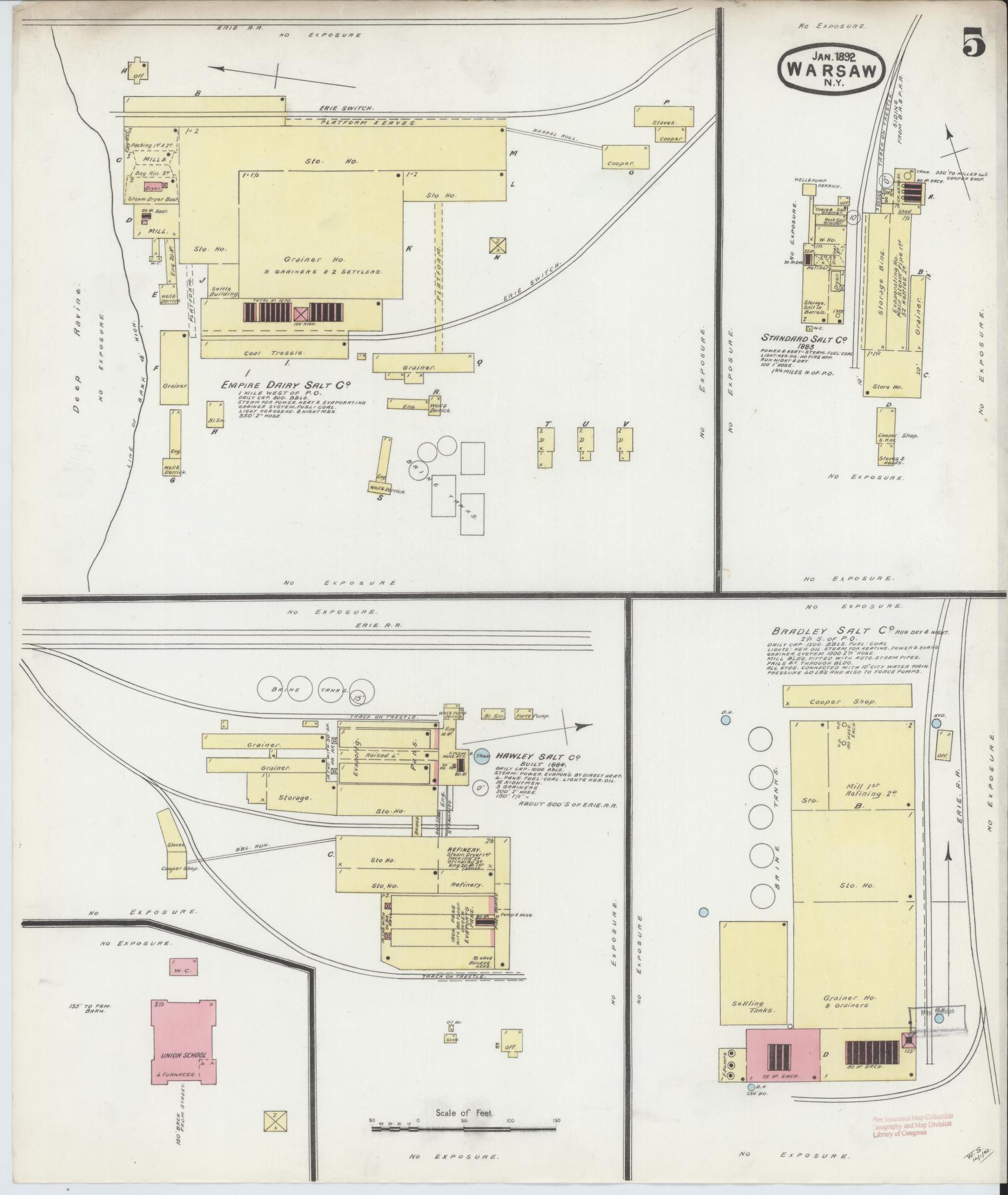 Sanborn Fire Insurance Map from Warsaw, Wyoming County, New York (1892), Sheet #0005 - Complete Map Set gallery image, historic Sanborn map, vintage wall art, Warsaw Wyoming