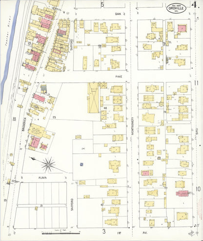 Sanborn Fire Insurance Map from Oroville, Butte County, California (1909), Sheet #0004 - Complete Map Set gallery image, historic Sanborn map, vintage wall art, California California