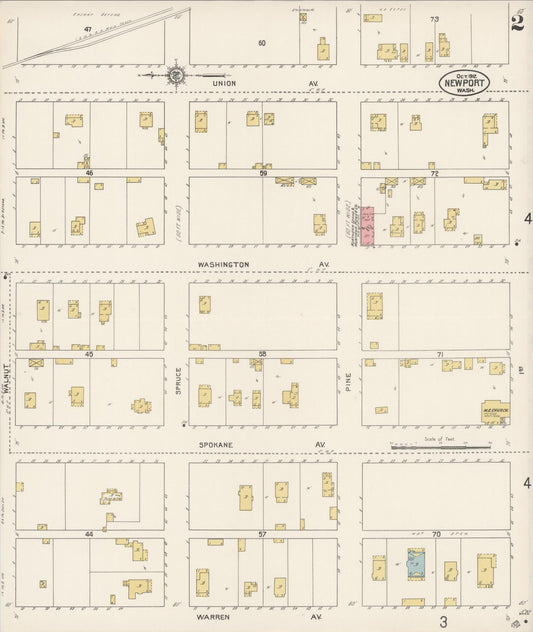 Sanborn Fire Insurance Map from Newport, Pend Orielle County, Washington (1912), Sheet #0002 - Historic Sanborn Fire Insurance Map Print, vintage old map wall art, antique decor, genealogy gift, Washington Washington map