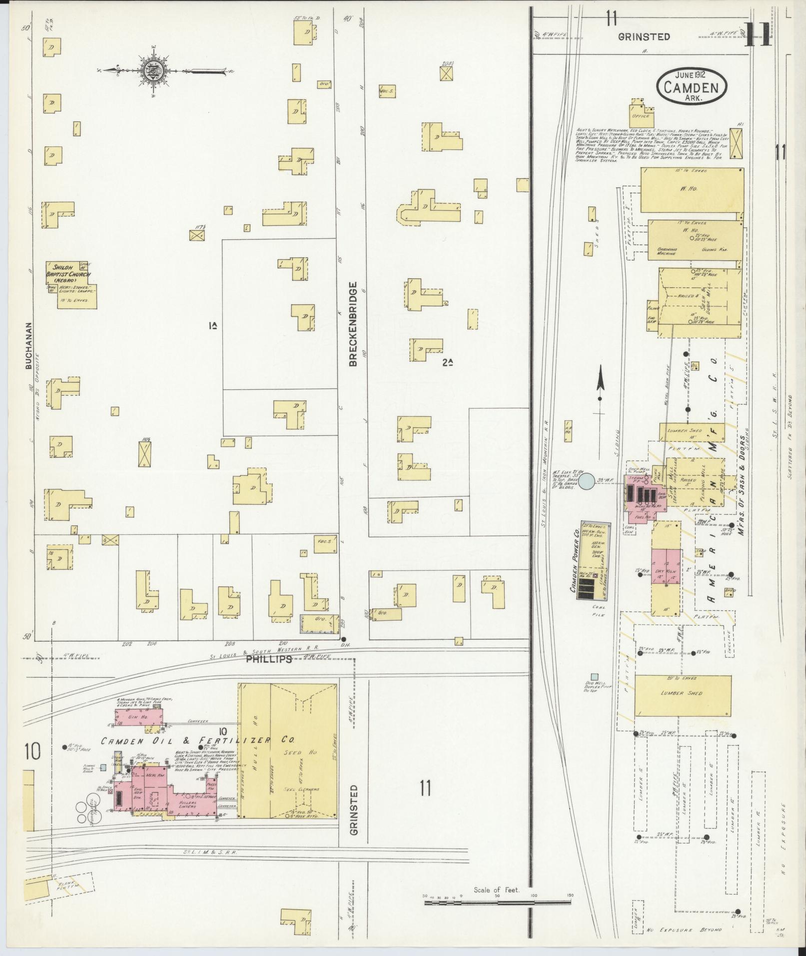 Sanborn Fire Insurance Map from Camden, Ouachita County, Arkansas (1912), Sheet #0011 - Historic Sanborn Fire Insurance Map Print, vintage old map wall art, antique decor, genealogy gift, Arkansas Arkansas map
