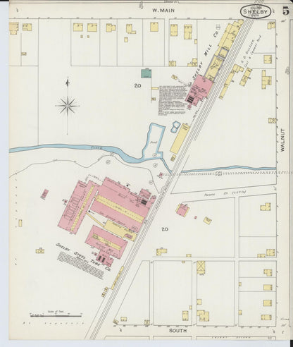 Sanborn Fire Insurance Map from Shelby, Richland County, Ohio (1893), Sheet #0005 - Historic Sanborn Fire Insurance Map Print, vintage old map wall art, antique decor, genealogy gift, Ohio Ohio map