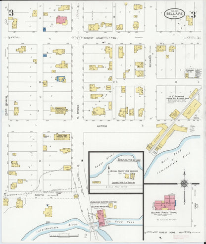 Sanborn Fire Insurance Map from Bellaire, Antrim County, Michigan (1929), Sheet #0003 - Complete Map Set gallery image, historic Sanborn map, vintage wall art, Michigan Michigan