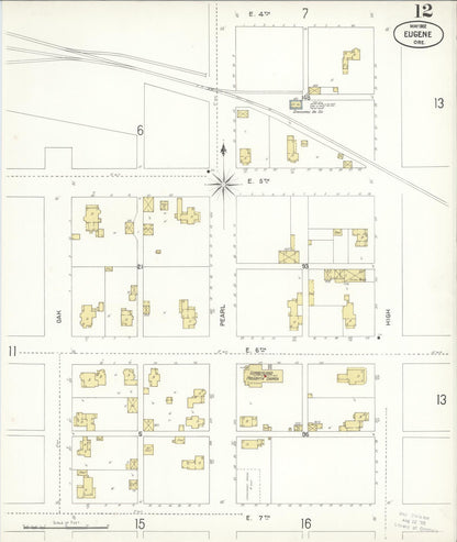 Sanborn Fire Insurance Map from Eugene, Lane County, Oregon (1902), Sheet #0012 - Complete Map Set gallery image, historic Sanborn map, vintage wall art, Oregon Oregon
