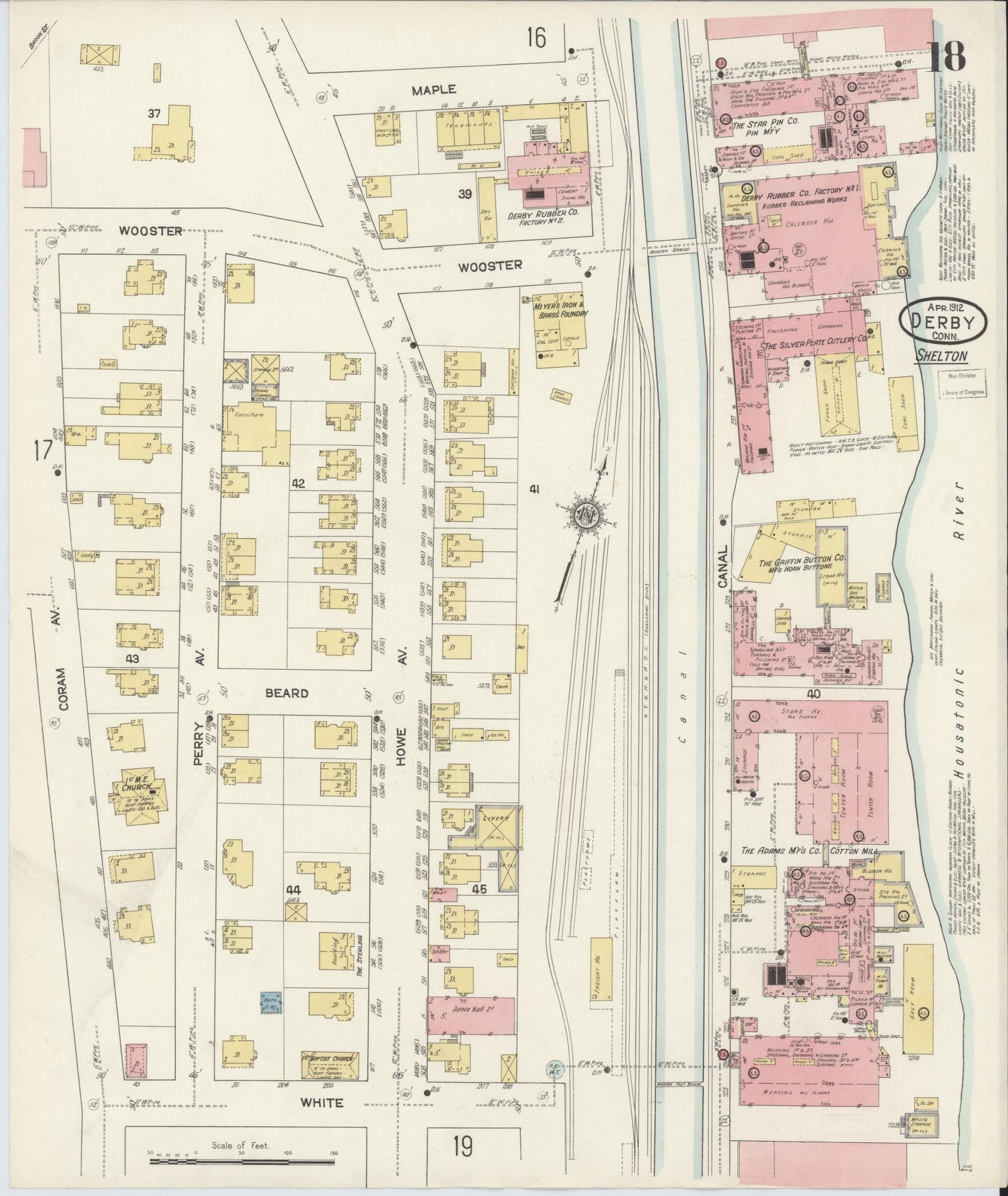 Sanborn Fire Insurance Map from Derby, New Haven County, Connecticut (1912), Sheet #0018 - Complete Map Set gallery image, historic Sanborn map, vintage wall art, Connecticut Connecticut
