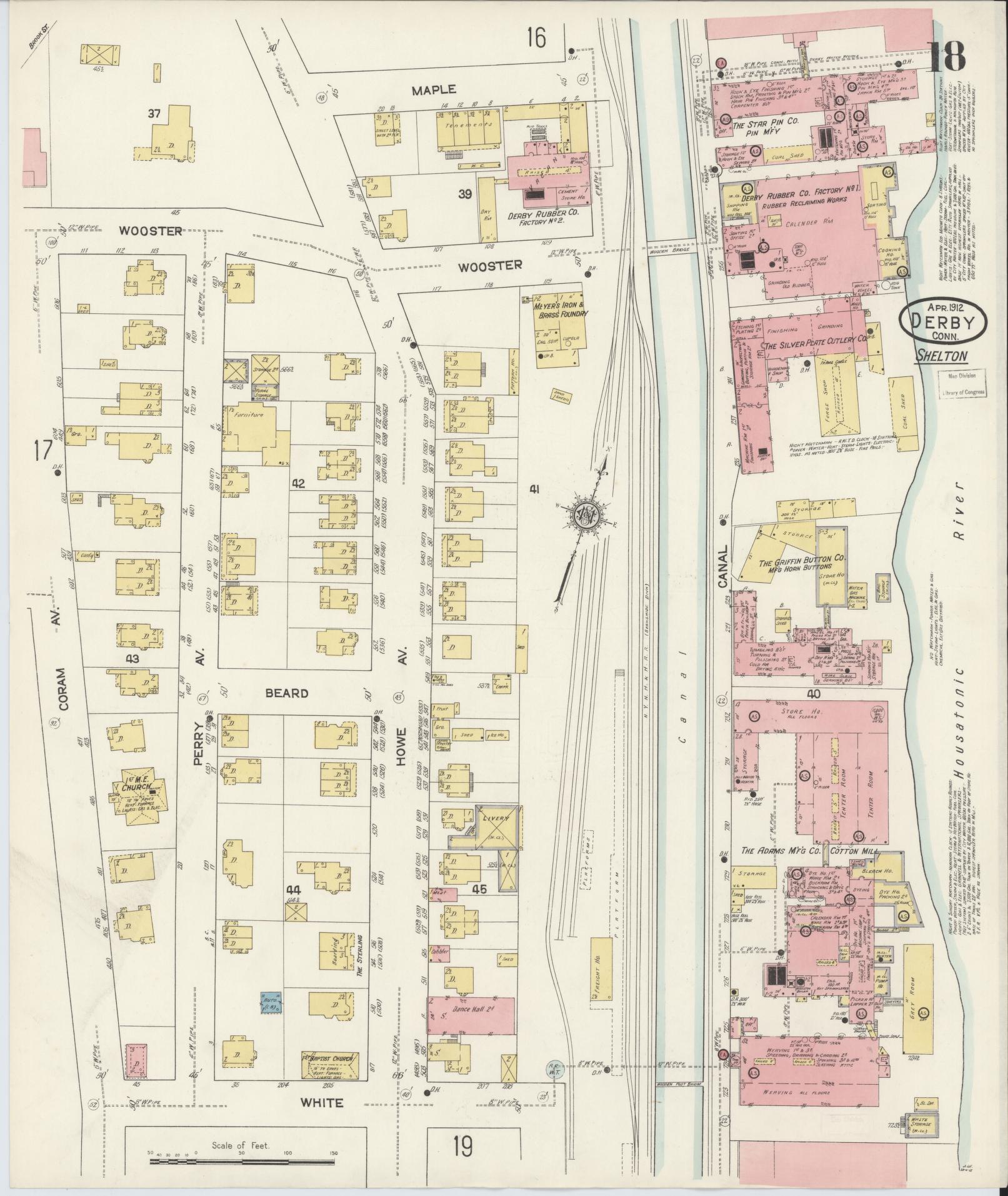 Sanborn Fire Insurance Map from Derby, New Haven County, Connecticut (1912), Sheet #0018 - Complete Map Set gallery image, historic Sanborn map, vintage wall art, Connecticut Connecticut