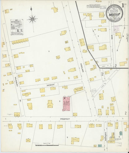 Sanborn Fire Insurance Map from Moosup, Windham County, Connecticut (1903), Sheet #0001 - Complete Map Set gallery image, historic Sanborn map, vintage wall art, Connecticut Connecticut