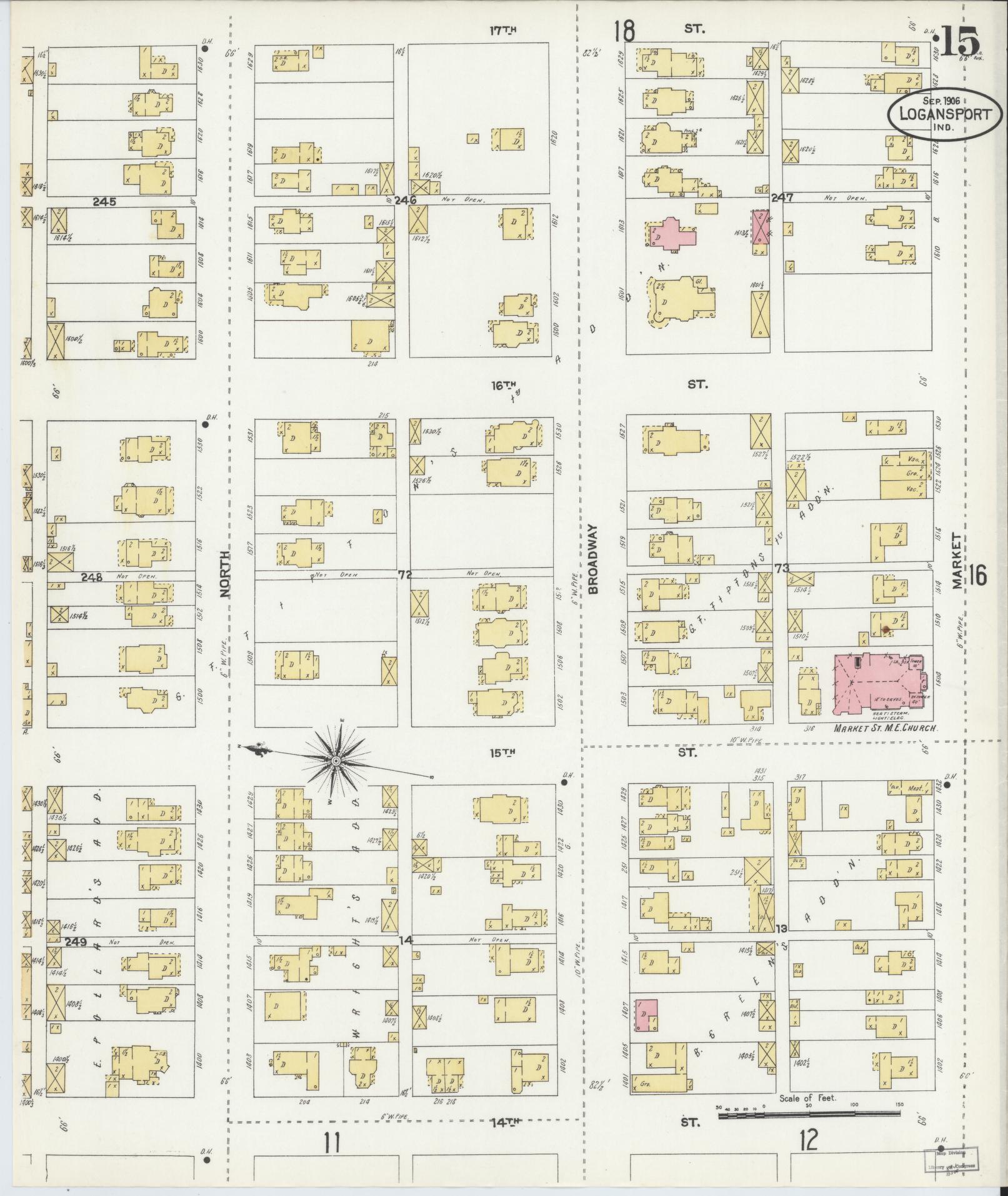 Sanborn Fire Insurance Map from Logansport, Cass County, Indiana (1906), Sheet #0015 - Complete Map Set gallery image, historic Sanborn map, vintage wall art, Indiana Indiana