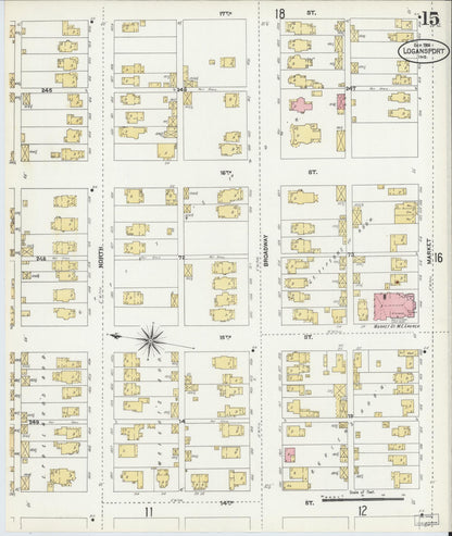 Sanborn Fire Insurance Map from Logansport, Cass County, Indiana (1906), Sheet #0015 - Complete Map Set gallery image, historic Sanborn map, vintage wall art, Indiana Indiana