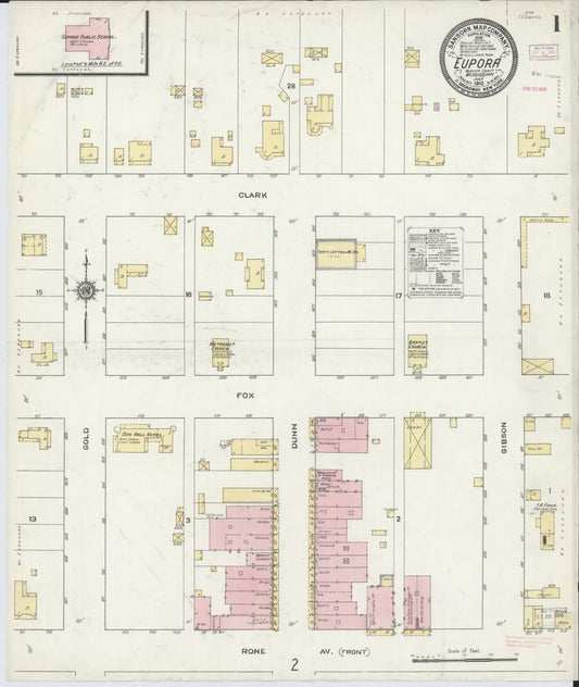 Sanborn Fire Insurance Map from Eupora, Webster County, Mississippi (1910), Sheet #0001 - Complete Map Set gallery image, historic Sanborn map, vintage wall art, Mississippi Mississippi