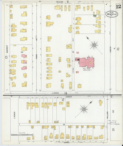 Sanborn Fire Insurance Map from Meadville, Crawford County, Pennsylvania (1901), Sheet #0012 - Historic Sanborn Fire Insurance Map Print, vintage old map wall art, antique decor, genealogy gift, Pennsylvania Pennsylvania map