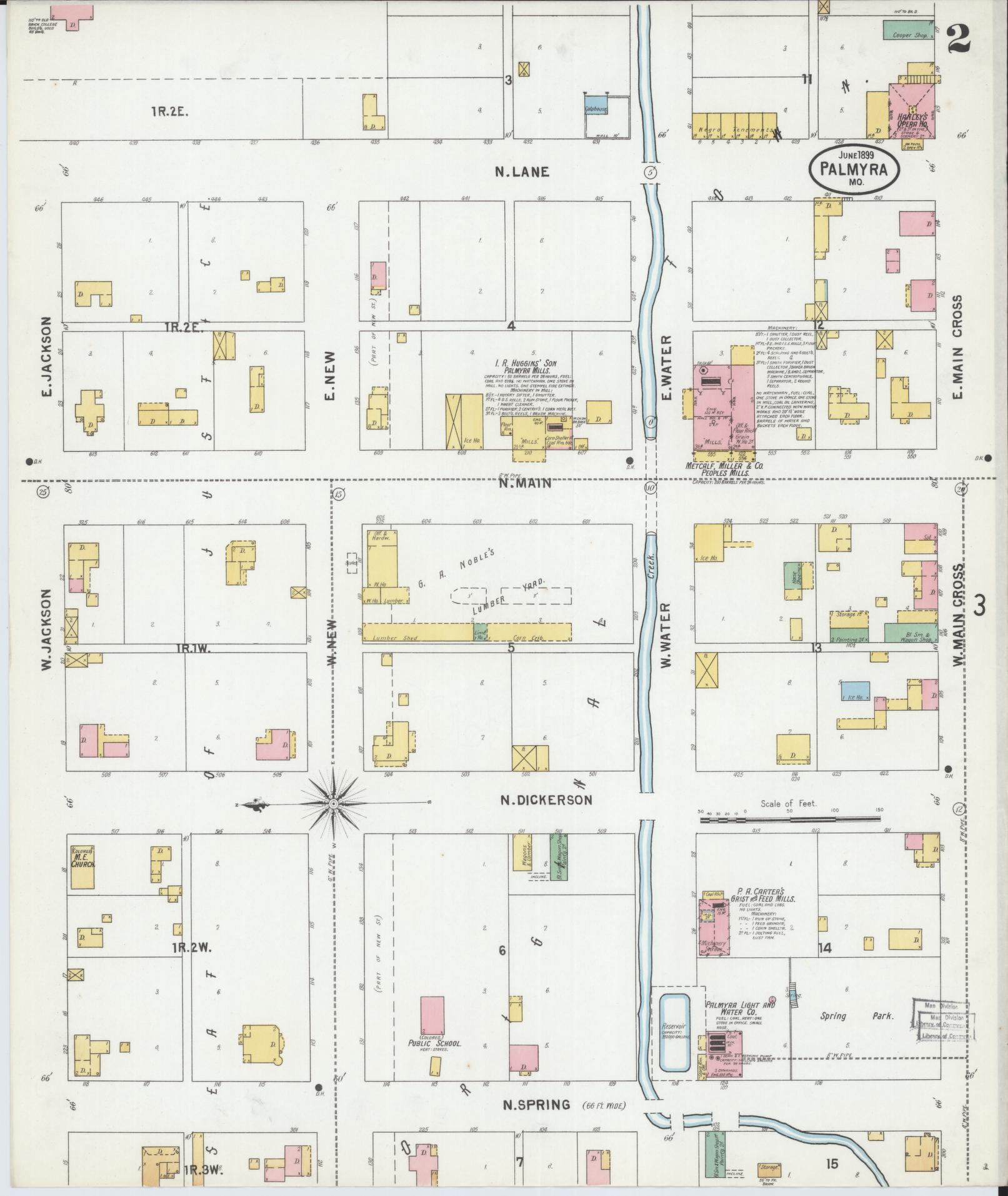 Sanborn Fire Insurance Map from Palmyra, Marion County, Missouri (1899), Sheet #0002 - Historic Sanborn Fire Insurance Map Print, vintage old map wall art, antique decor, genealogy gift, Missouri Missouri map