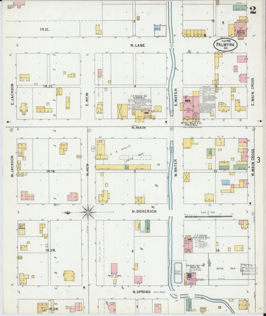 Sanborn Fire Insurance Map from Palmyra, Marion County, Missouri (1899), Sheet #0002 - Historic Sanborn Fire Insurance Map Print, vintage old map wall art, antique decor, genealogy gift, Missouri Missouri map