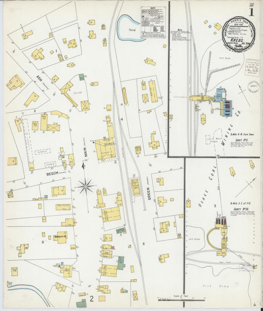 Sanborn Fire Insurance Map from Krebs, Pittsburg County, Oklahoma. (1901) – Historic Sanborn Fire Insurance Map Print