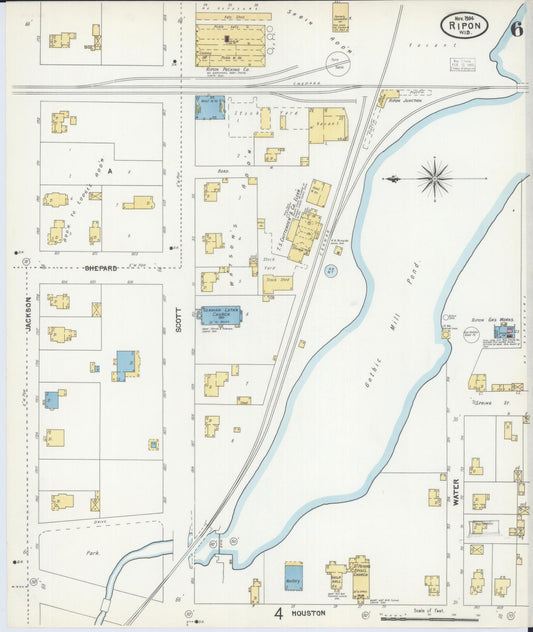 Sanborn Fire Insurance Map from Ripon, Fond du Lac County, Wisconsin (1904), Sheet #0006 - Historic Sanborn Fire Insurance Map Print, vintage old map wall art, antique decor, genealogy gift, Wisconsin Wisconsin map