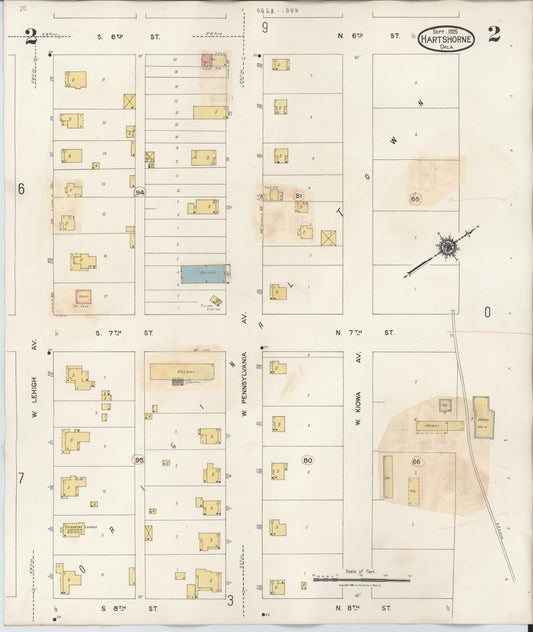 Sanborn Fire Insurance Map from Hartshorne, Pittsburg County, Oklahoma (1937), Sheet #0002 - Historic Sanborn Fire Insurance Map Print, vintage old map wall art, antique decor, genealogy gift, Oklahoma Oklahoma map