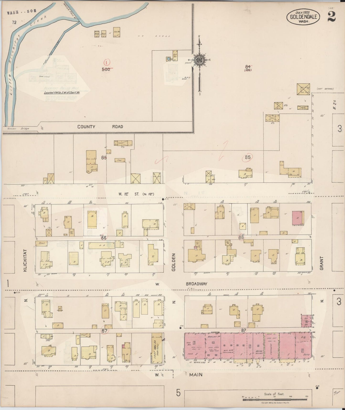 Sanborn Fire Insurance Map from Goldendale, Klickitat County, Washington (1941), Sheet #0002 - Complete Map Set gallery image, historic Sanborn map, vintage wall art, Washington Washington