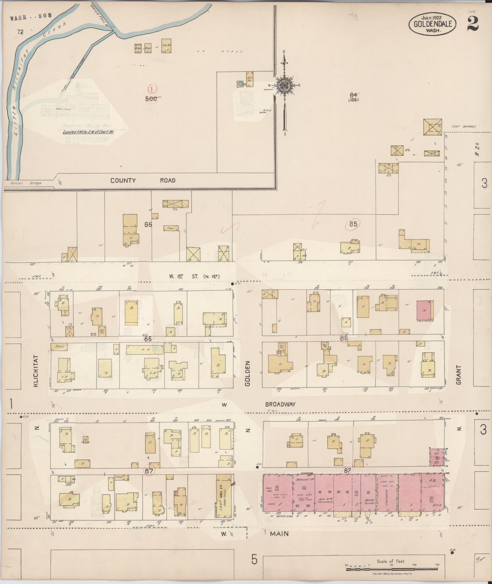 Sanborn Fire Insurance Map from Goldendale, Klickitat County, Washington (1941), Sheet #0002 - Complete Map Set gallery image, historic Sanborn map, vintage wall art, Washington Washington