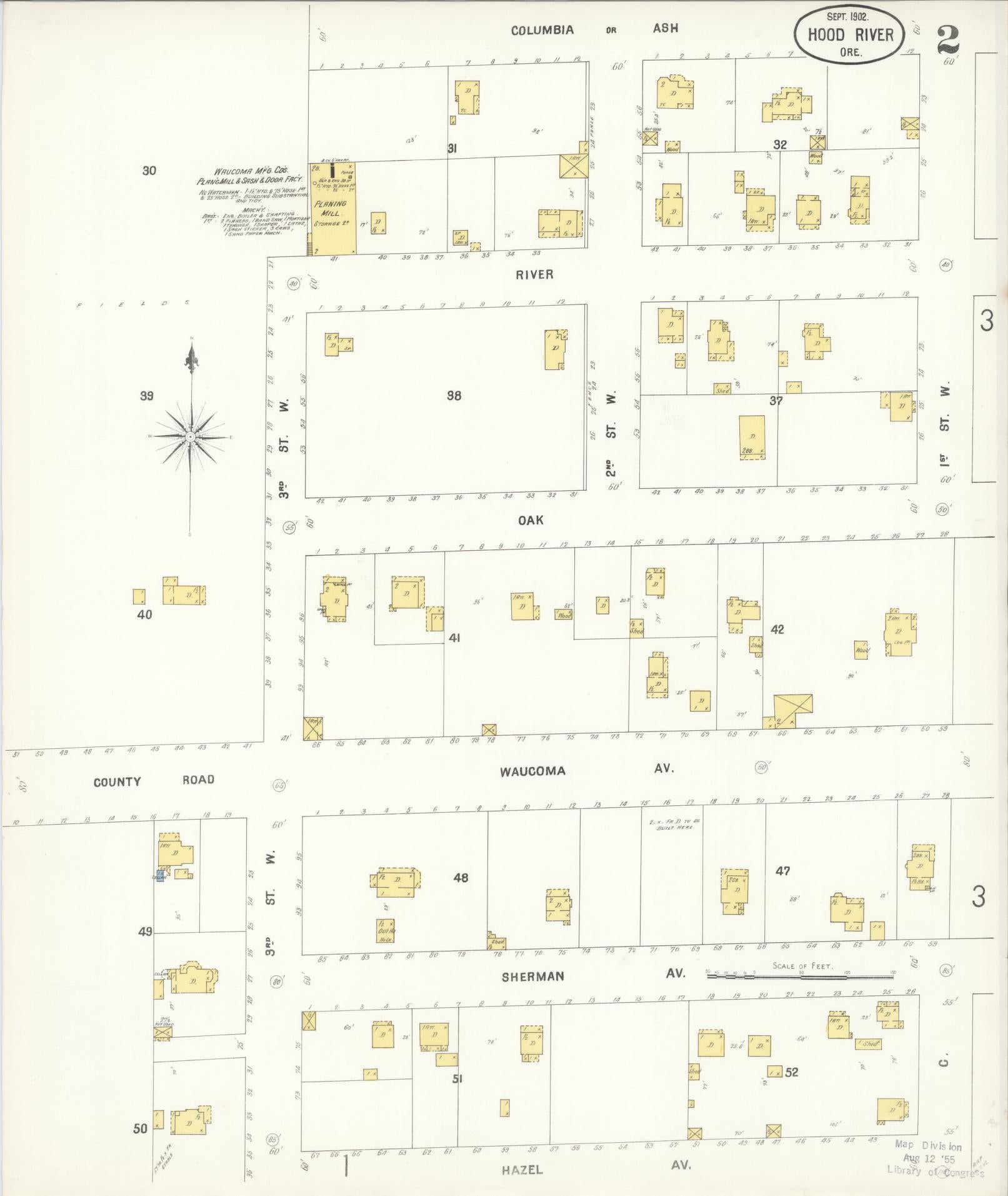 Sanborn Fire Insurance Map from Hood River, Hood River County, Oregon (1902), Sheet #0002 - Complete Map Set gallery image, historic Sanborn map, vintage wall art, Oregon Oregon