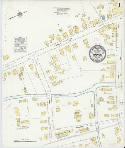 Sanborn Fire Insurance Map from Berlin, Rensselaer County, New York (1912), Sheet #0001 - Complete Map Set gallery image, historic Sanborn map, vintage wall art, New York New York