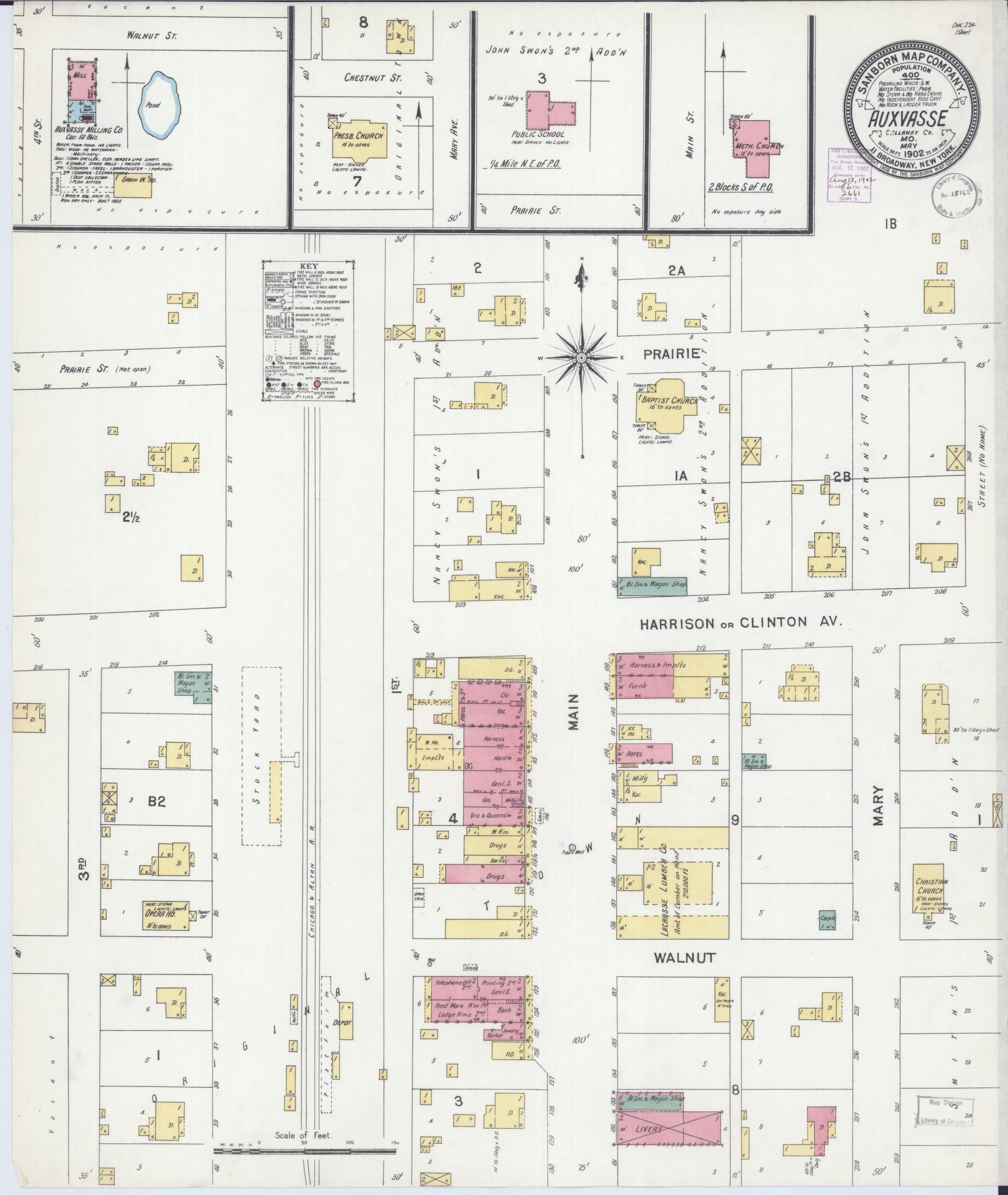 Sanborn Fire Insurance Map from Auxvasse, Callaway County, Missouri. (1902) – Historic Sanborn Fire Insurance Map Print