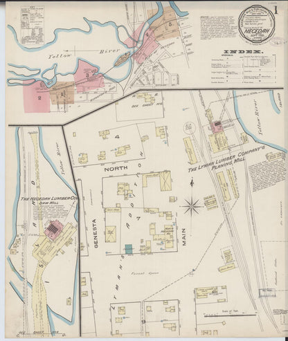 Sanborn Fire Insurance Map from Necedah, Juneau County, Wisconsin (1885), Sheet #0001 - Complete Map Set gallery image, historic Sanborn map, vintage wall art, Wisconsin Wisconsin