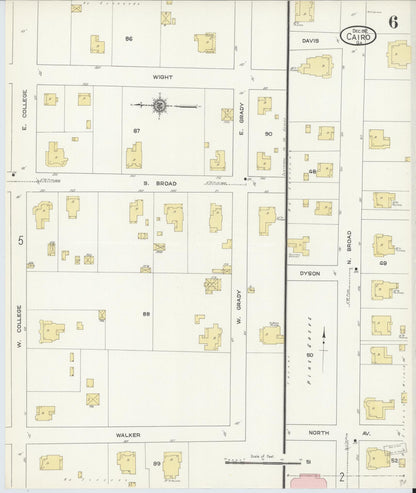Sanborn Fire Insurance Map from Cairo, Grady County, Georgia (1912), Sheet #0006 - Complete Map Set gallery image, historic Sanborn map, vintage wall art, Georgia Georgia
