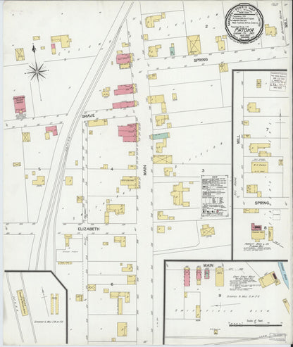 Sanborn Fire Insurance Map from Patoka, Gibson County, Indiana (1900), Sheet #0001 - Historic Sanborn Fire Insurance Map Print, vintage old map wall art, antique decor, genealogy gift, Indiana Indiana map