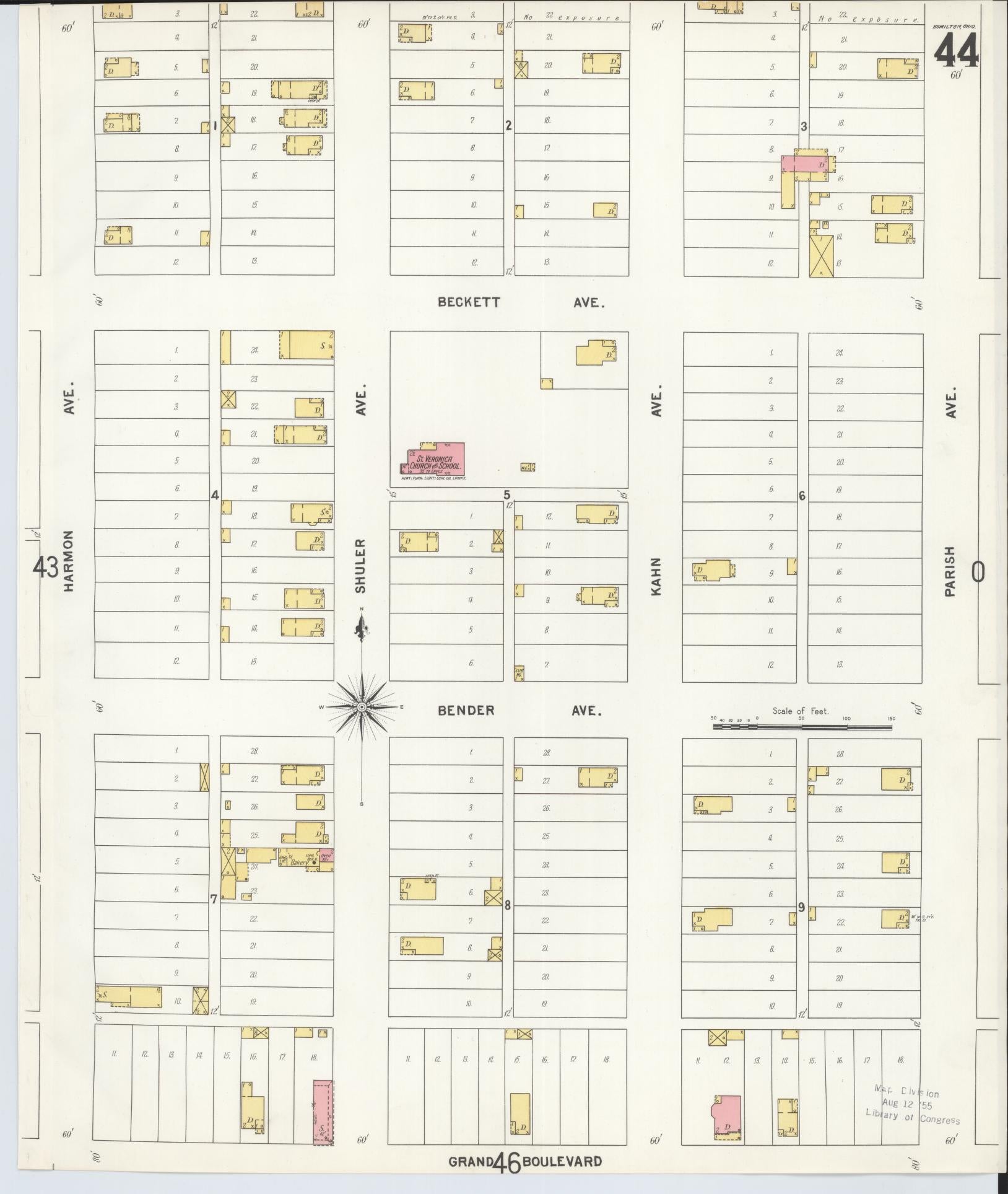 Sanborn Fire Insurance Map from Hamilton, Butler County, Ohio (1899), Sheet #0044 - Historic Sanborn Fire Insurance Map Print, vintage old map wall art, antique decor, genealogy gift, Ohio Ohio map