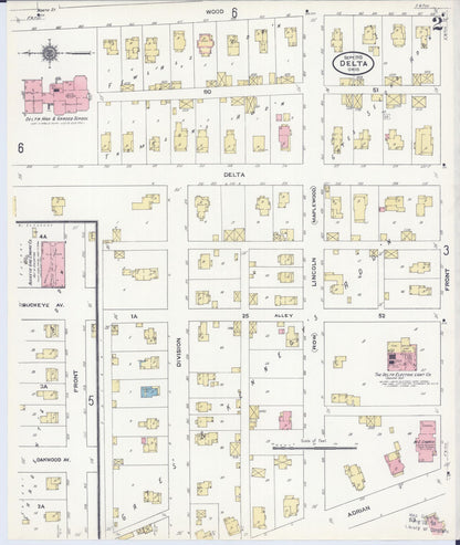 Sanborn Fire Insurance Map from Delta, Fulton County, Ohio (1910), Sheet #0002 - Historic Sanborn Fire Insurance Map Print, vintage old map wall art, antique decor, genealogy gift, Ohio Ohio map