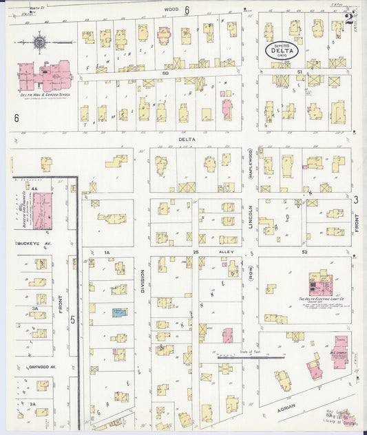 Sanborn Fire Insurance Map from Delta, Fulton County, Ohio (1910), Sheet #0002 - Historic Sanborn Fire Insurance Map Print, vintage old map wall art, antique decor, genealogy gift, Ohio Ohio map