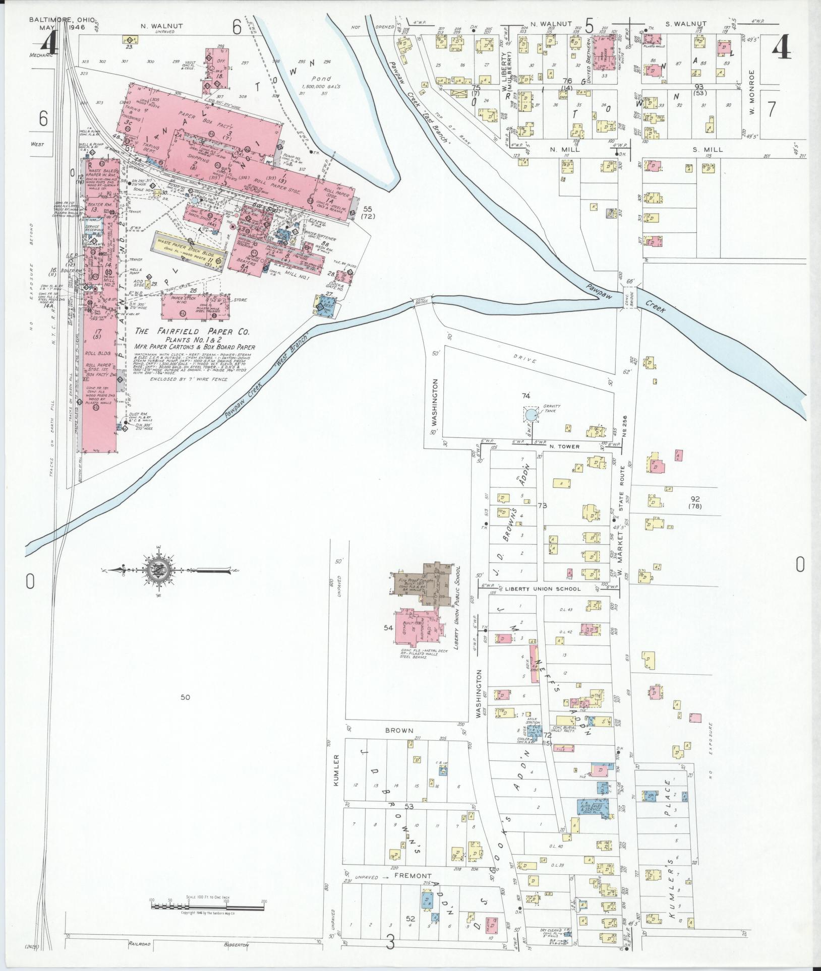 Sanborn Fire Insurance Map from Baltimore, Fairfield County, Ohio (1946), Sheet #0004 - Complete Map Set gallery image, historic Sanborn map, vintage wall art, Ohio Ohio