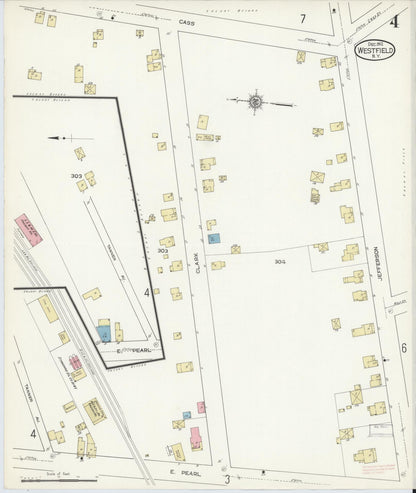 Sanborn Fire Insurance Map from Westfield, Chautauqua County, New York (1912), Sheet #0004 - Historic Sanborn Fire Insurance Map Print, vintage old map wall art, antique decor, genealogy gift, New York New York map