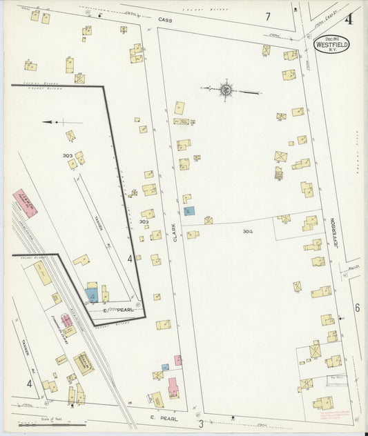 Sanborn Fire Insurance Map from Westfield, Chautauqua County, New York (1912), Sheet #0004 - Historic Sanborn Fire Insurance Map Print, vintage old map wall art, antique decor, genealogy gift, New York New York map