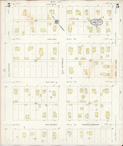 Sanborn Fire Insurance Map from Lake City, Wabasha County, Minnesota (1938), Sheet #0005 - Historic Sanborn Fire Insurance Map Print, vintage old map wall art, antique decor, genealogy gift, Minnesota Minnesota map