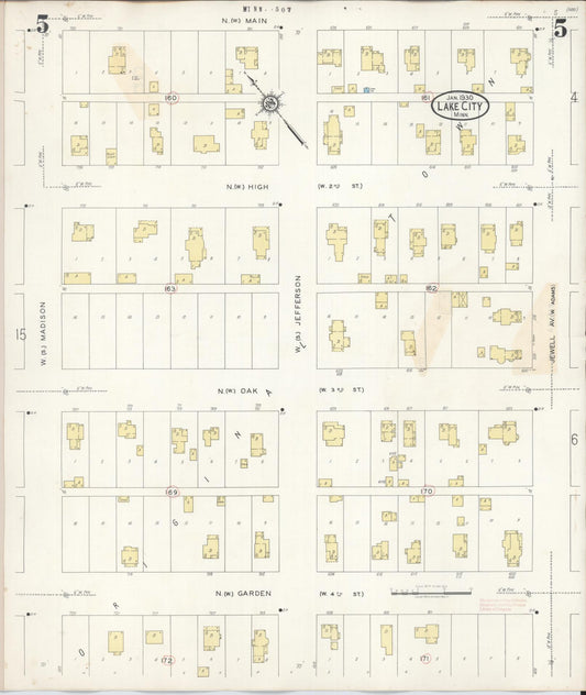 Sanborn Fire Insurance Map from Lake City, Wabasha County, Minnesota (1938), Sheet #0005 - Historic Sanborn Fire Insurance Map Print, vintage old map wall art, antique decor, genealogy gift, Minnesota Minnesota map