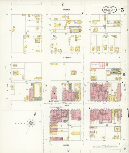 Sanborn Fire Insurance Map from Miles City, Custer County, Montana (1904), Sheet #0005 - Complete Map Set gallery image, historic Sanborn map, vintage wall art, Montana Montana