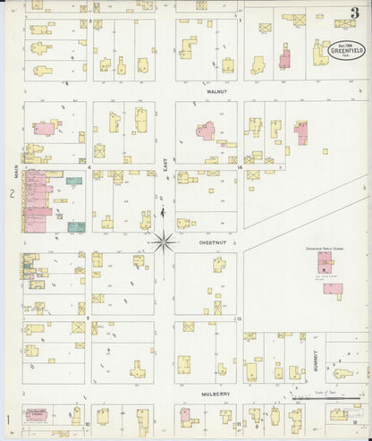 Sanborn Fire Insurance Map from Greenfield, Greene County, Illinois (1906), Sheet #0003 - Complete Map Set gallery image, historic Sanborn map, vintage wall art, Illinois Illinois