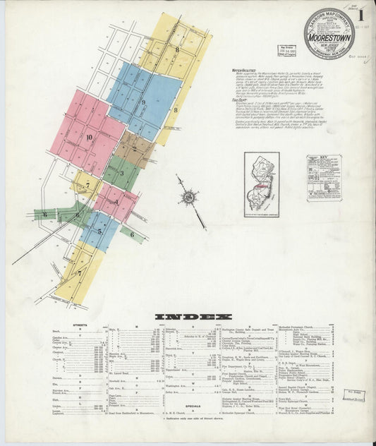 Sanborn Fire Insurance Map from Moorestown, Burlington County, New Jersey. (1917) – Historic Sanborn Fire Insurance Map Print