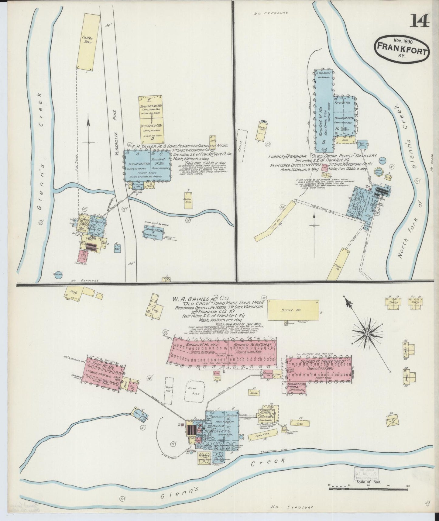 Sanborn Fire Insurance Map from Frankfort, Franklin County, Kentucky (1890), Sheet #0014 - Complete Map Set gallery image, historic Sanborn map, vintage wall art, Kentucky Kentucky