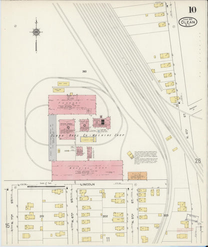 Sanborn Fire Insurance Map from Olean, Cattaraugus County, New York (1915), Sheet #0010 - Historic Sanborn Fire Insurance Map Print, vintage old map wall art, antique decor, genealogy gift, New York New York map